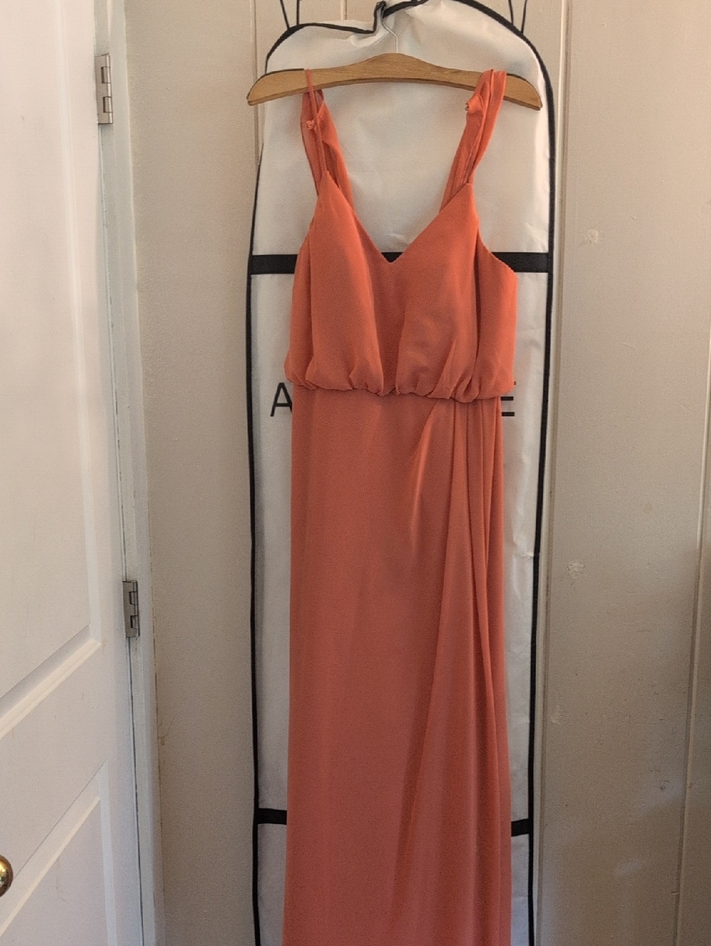 Azazie Women’s Coral Spaghetti Strap Maxi Dress